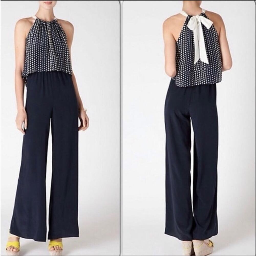 Laureate Lane Silk Jumpsuit Anthropologie Navy The Ashley Size Medium EUC Halter